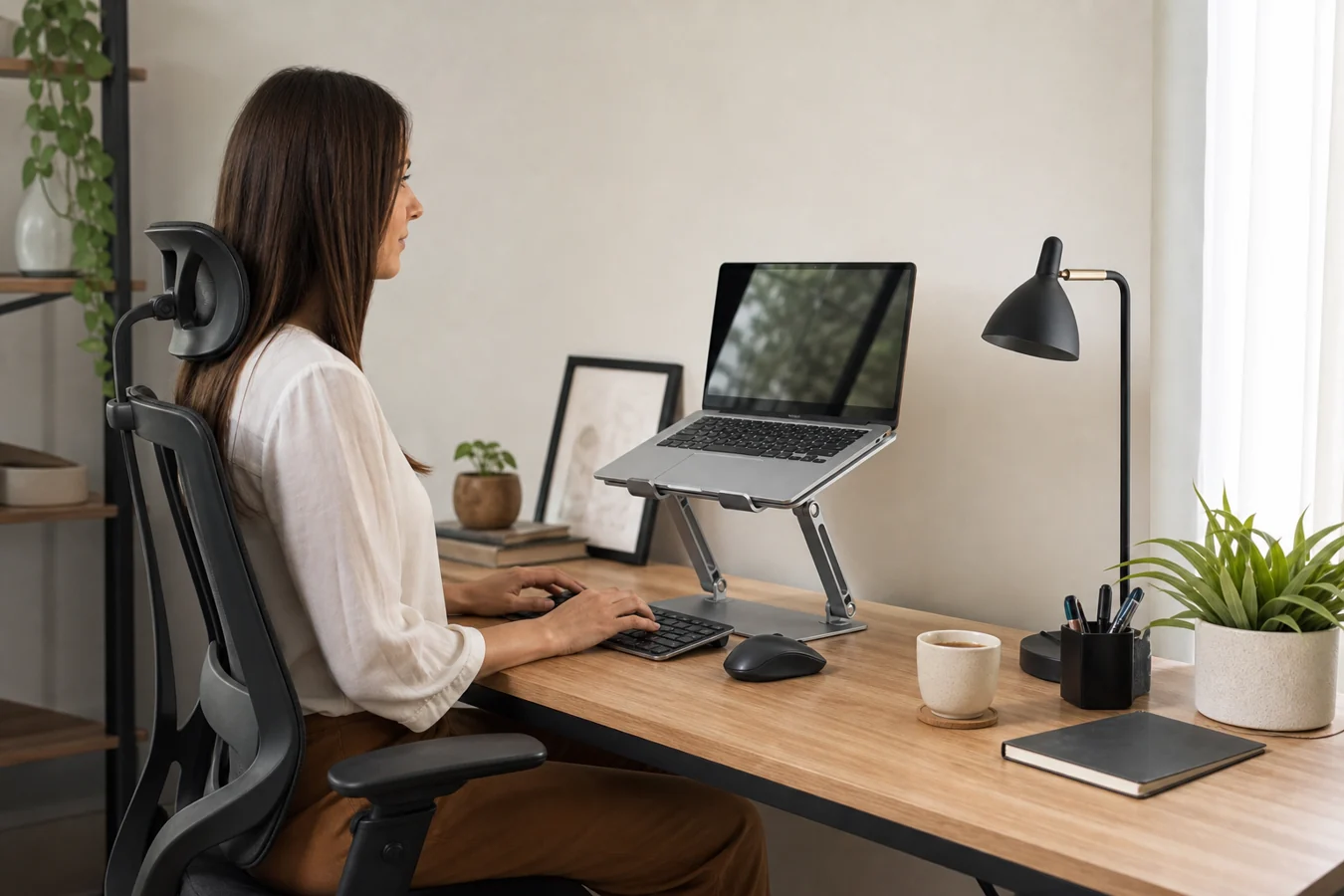 Small Desk Space for Laptop Stand Posture