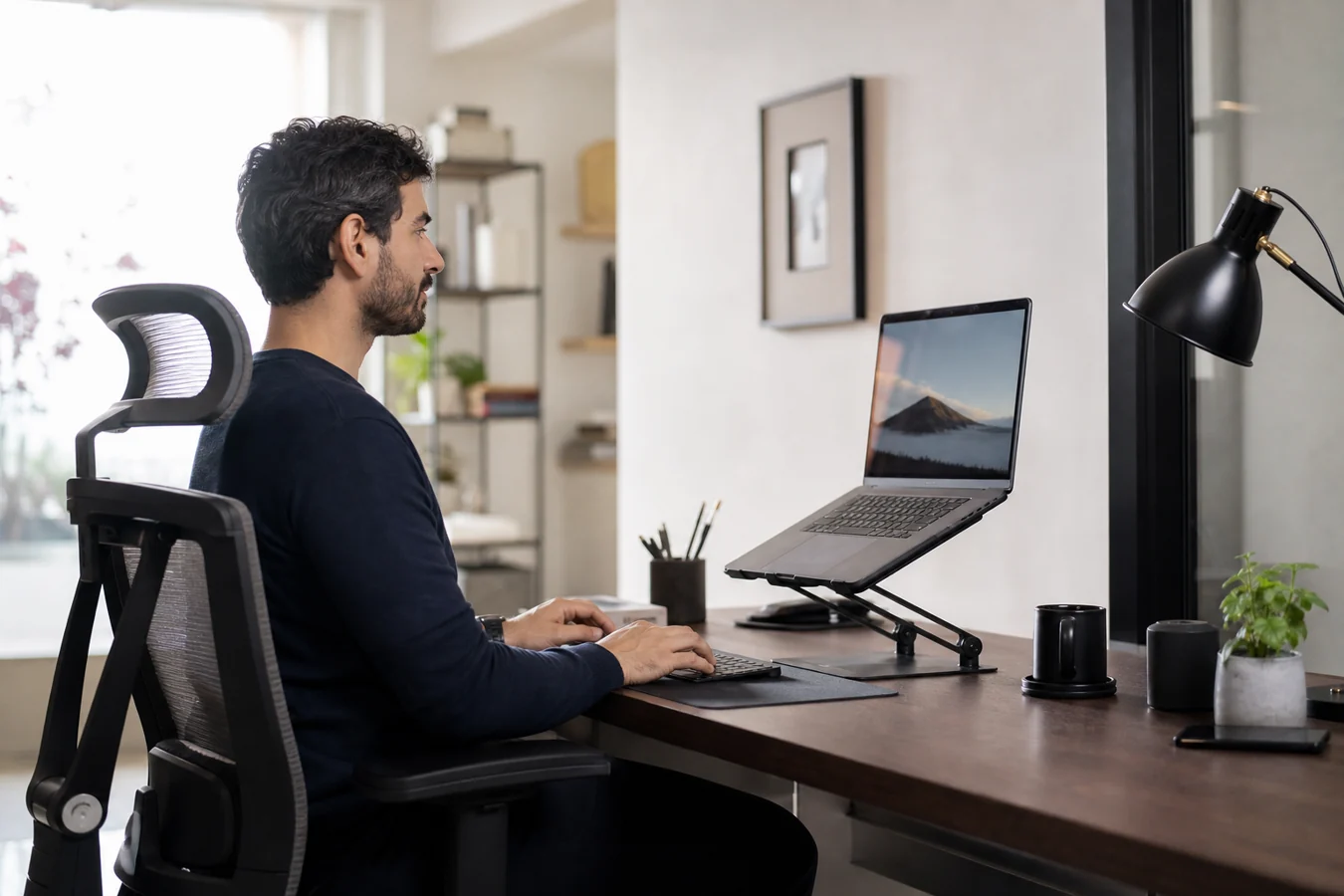 Home Office Routine for Laptop Stand Posture