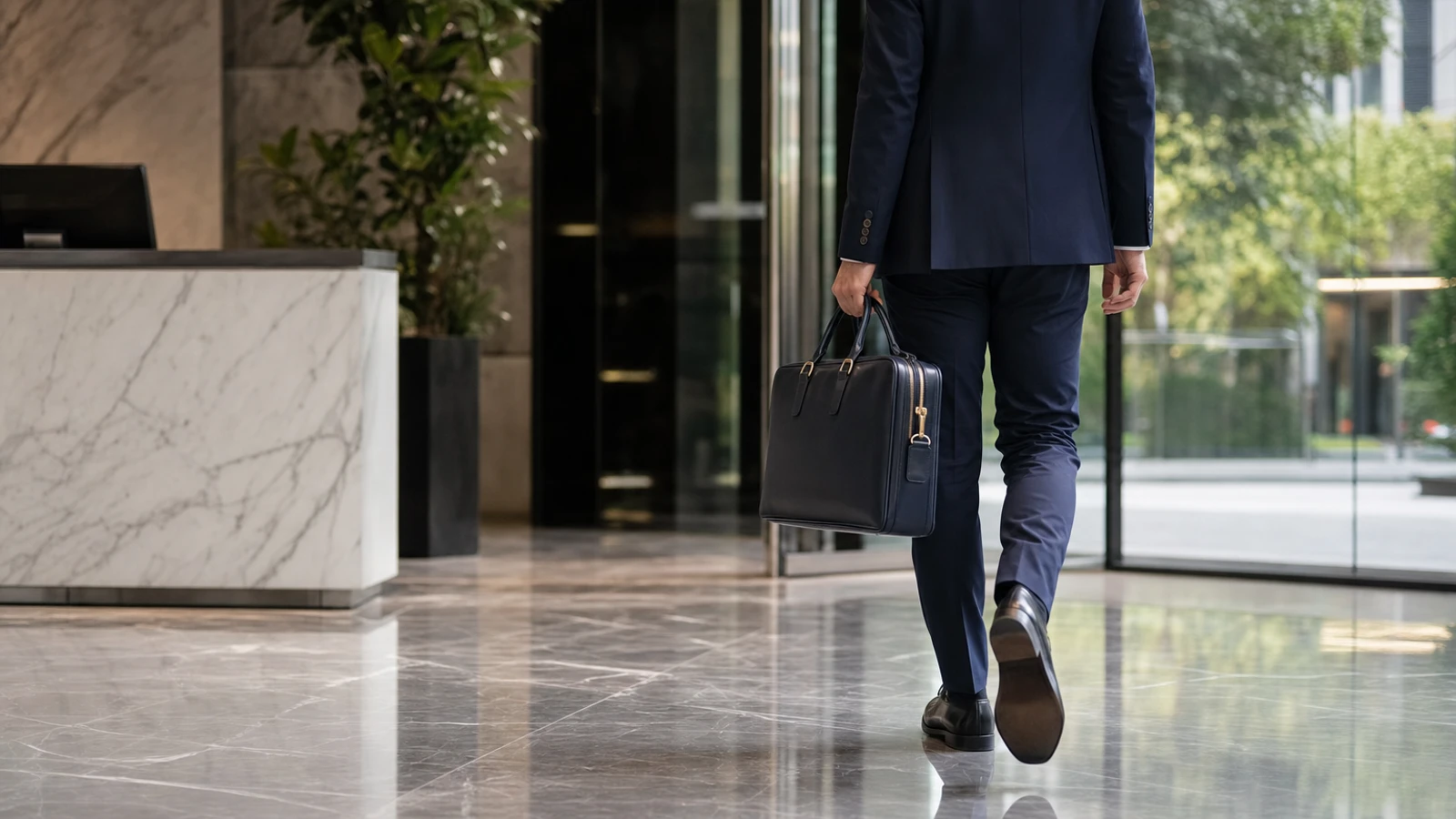 executive leather briefcase in a refined professional setting