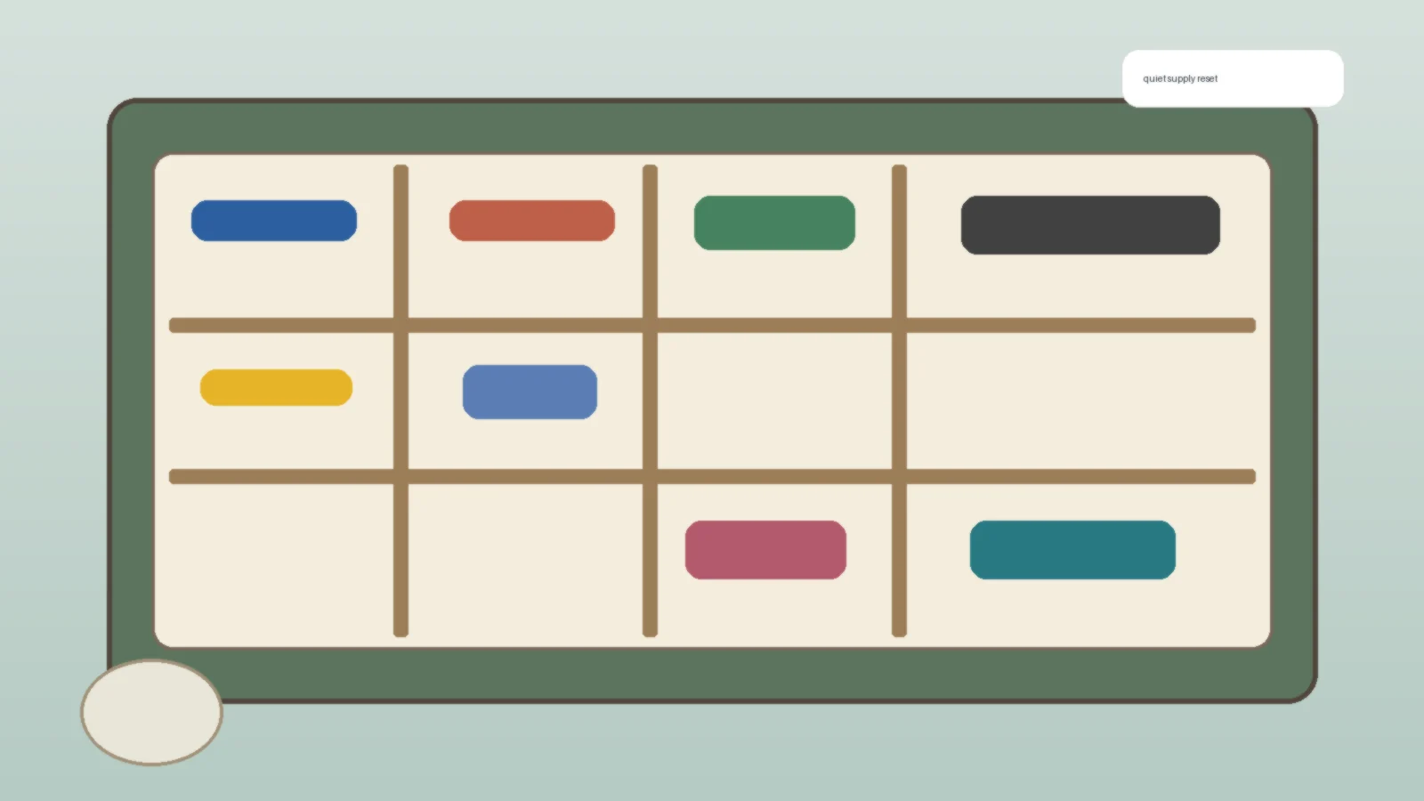 Desk drawer divider layout with office supplies grouped into daily-use zones