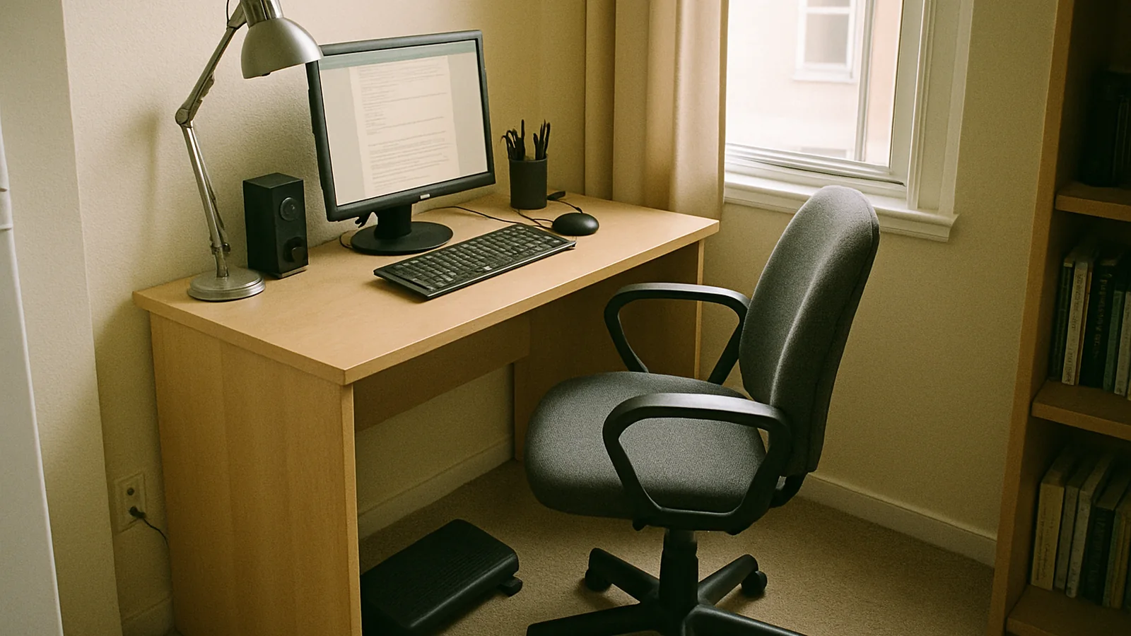Realistic desk scene for height and angle notes