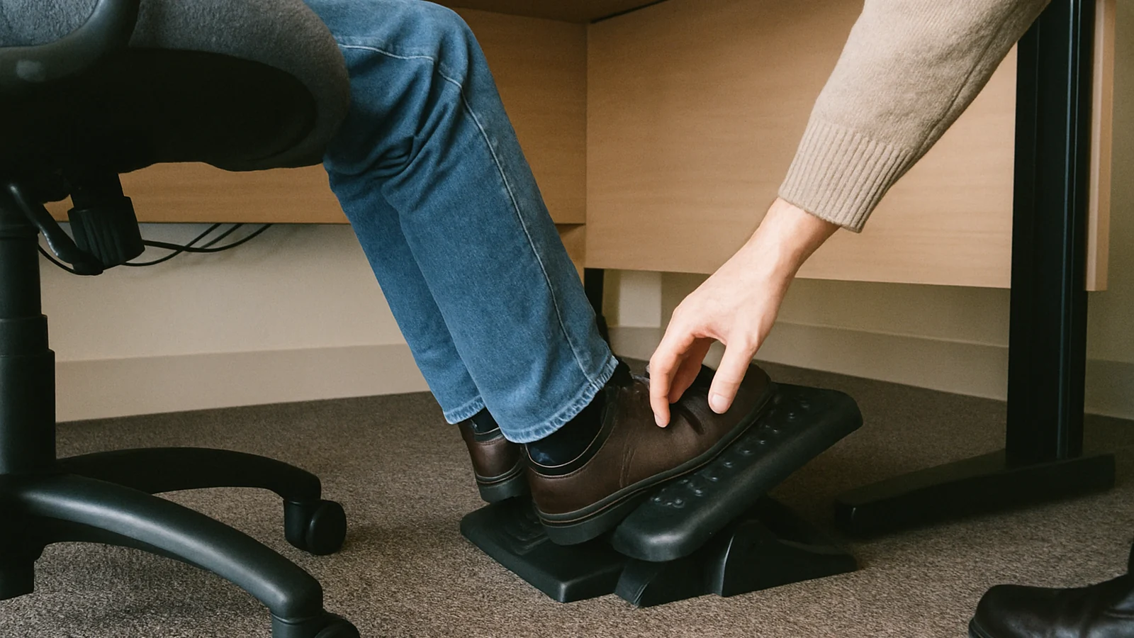 Realistic desk scene for small-space fit