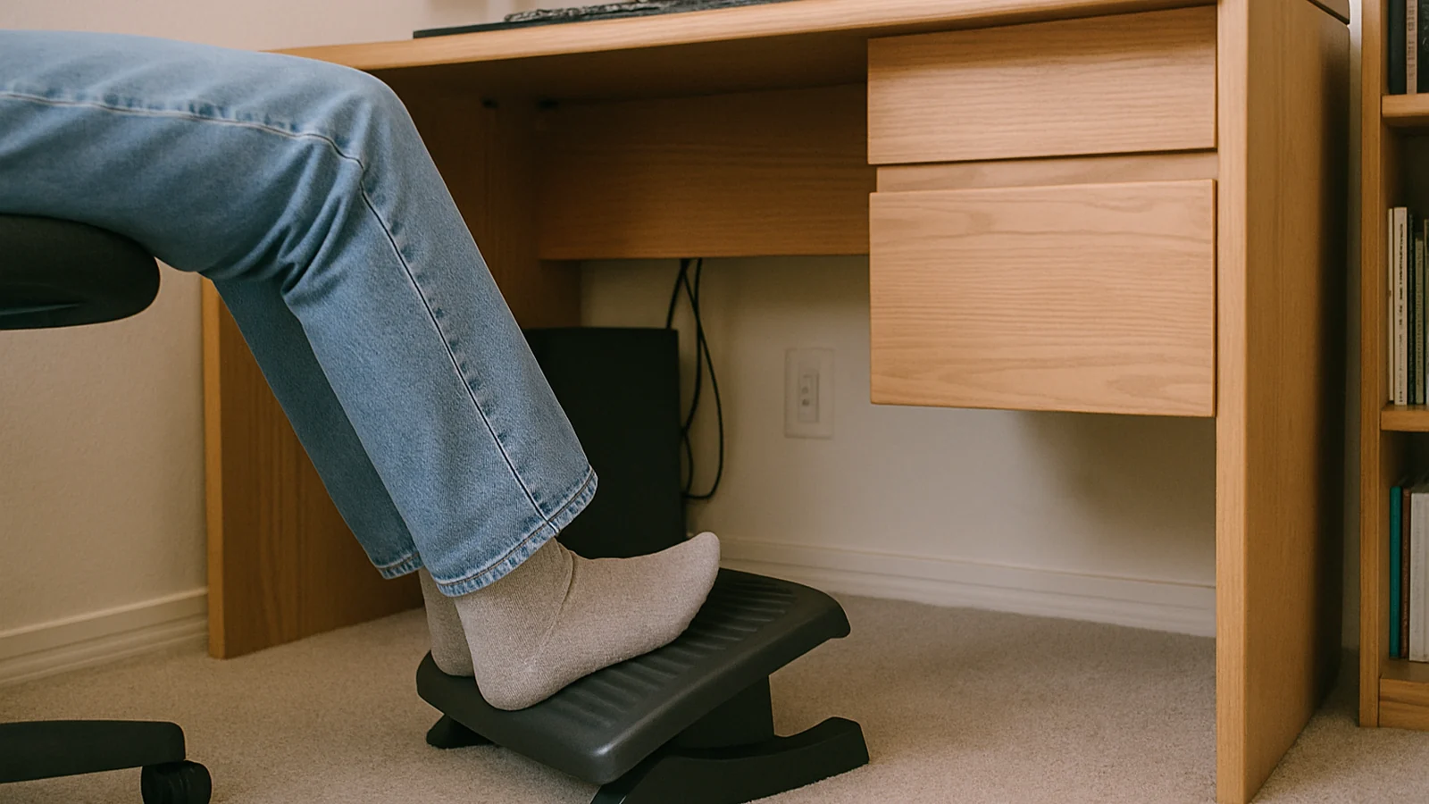Realistic desk scene for posture routine