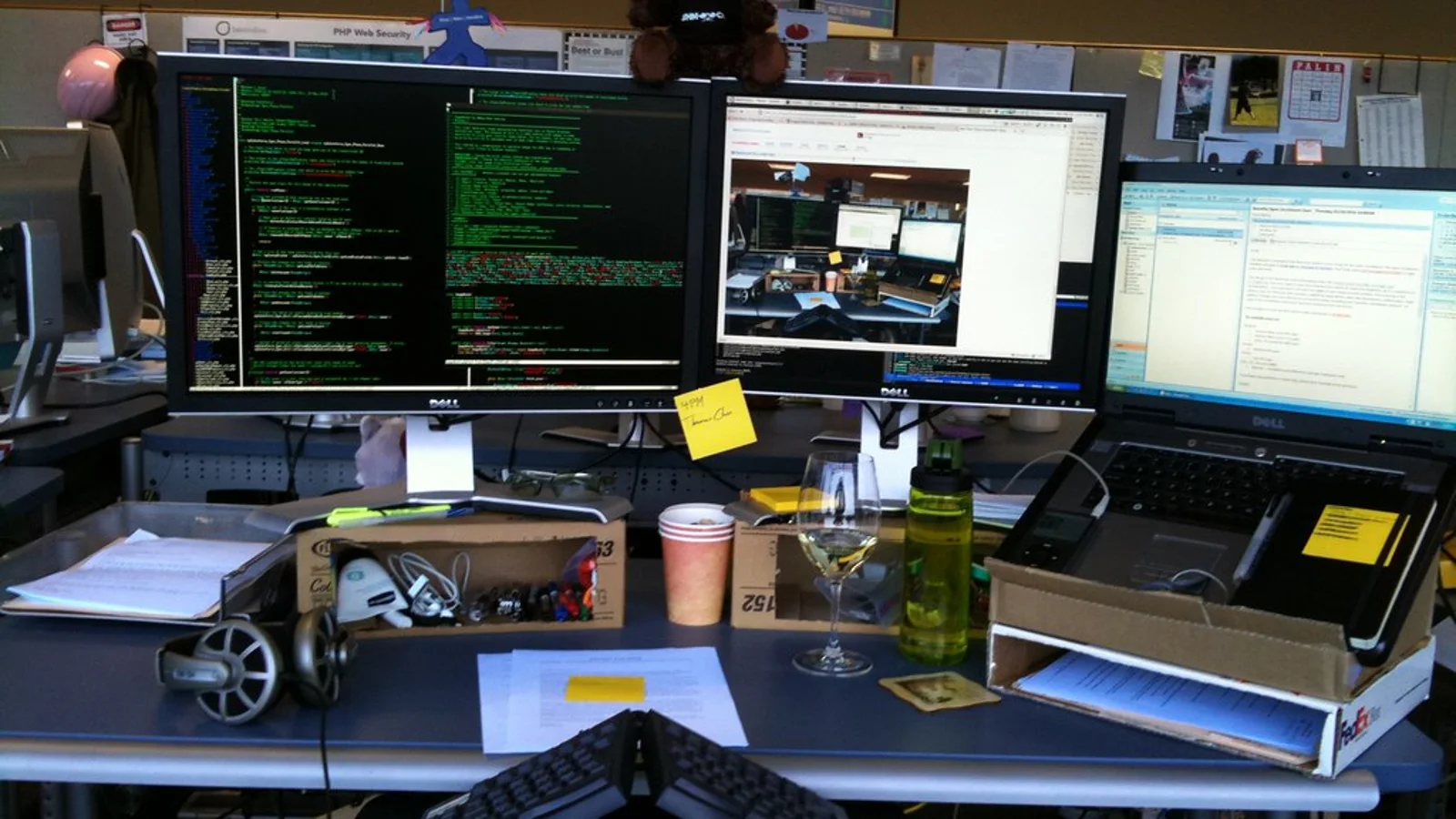 Photo of a desk monitor setup for dust cover planning