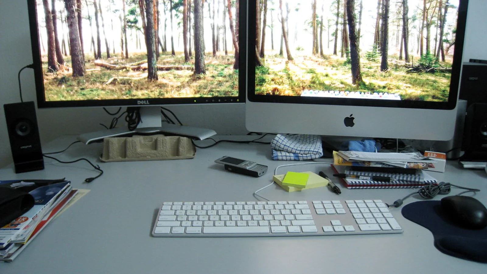 Office workstation monitor scene for dust cover planning