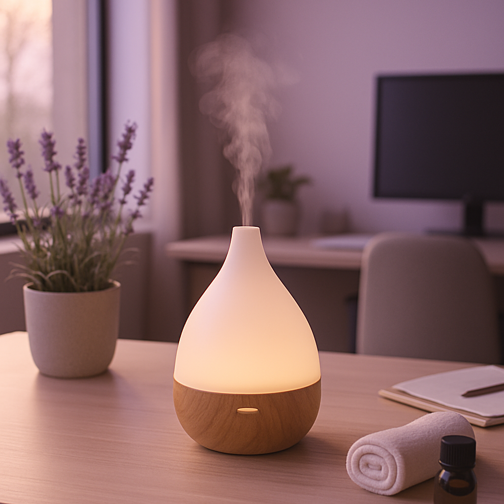 Cleaning Care essential oil diffuser office scene