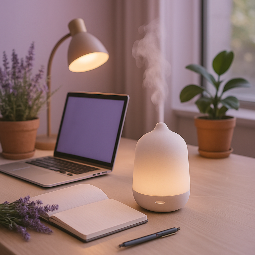Desk Placement essential oil diffuser office scene