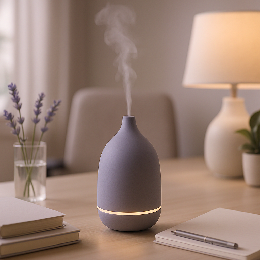 Waterless Options essential oil diffuser office scene
